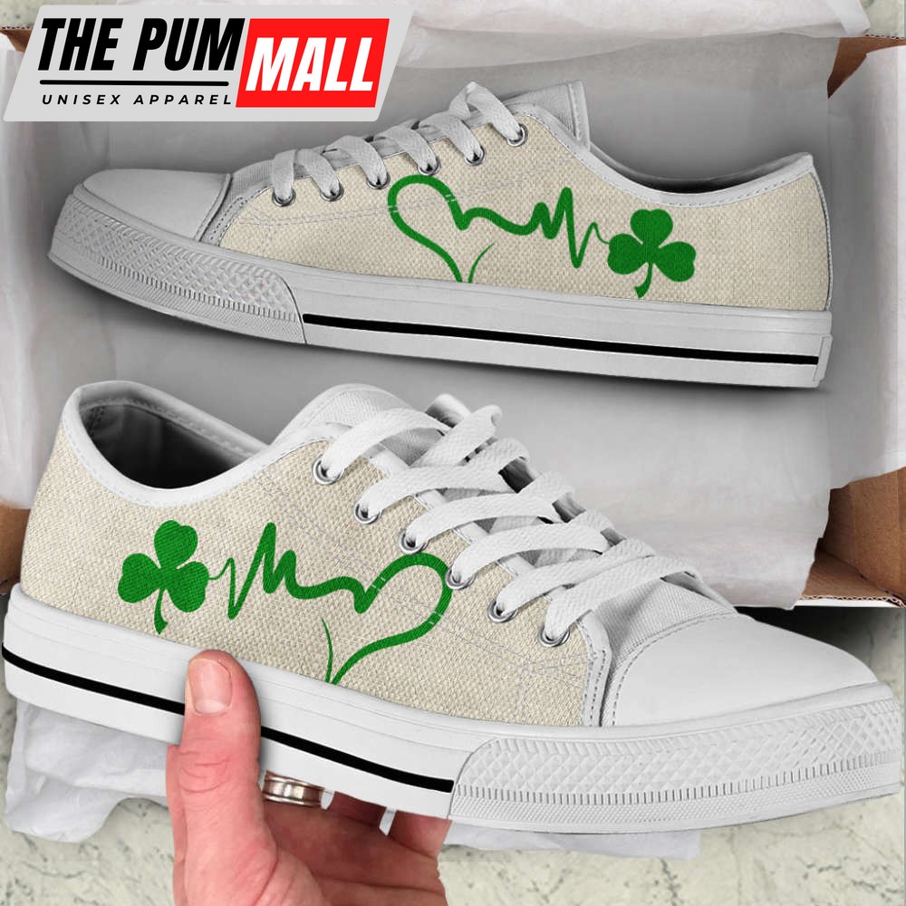irish-shamrock-heartbeat-low-top-shoes-canvas-print-lowtop-casual-shoes-itmv9eiv Irish Shamrock Heartbeat Low Top Shoes Canvas Print Lowtop Casual Shoes