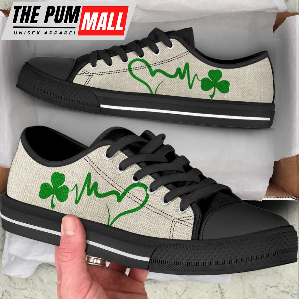 Irish Shamrock Heartbeat Low Top Shoes Canvas Print Lowtop Casual Shoes