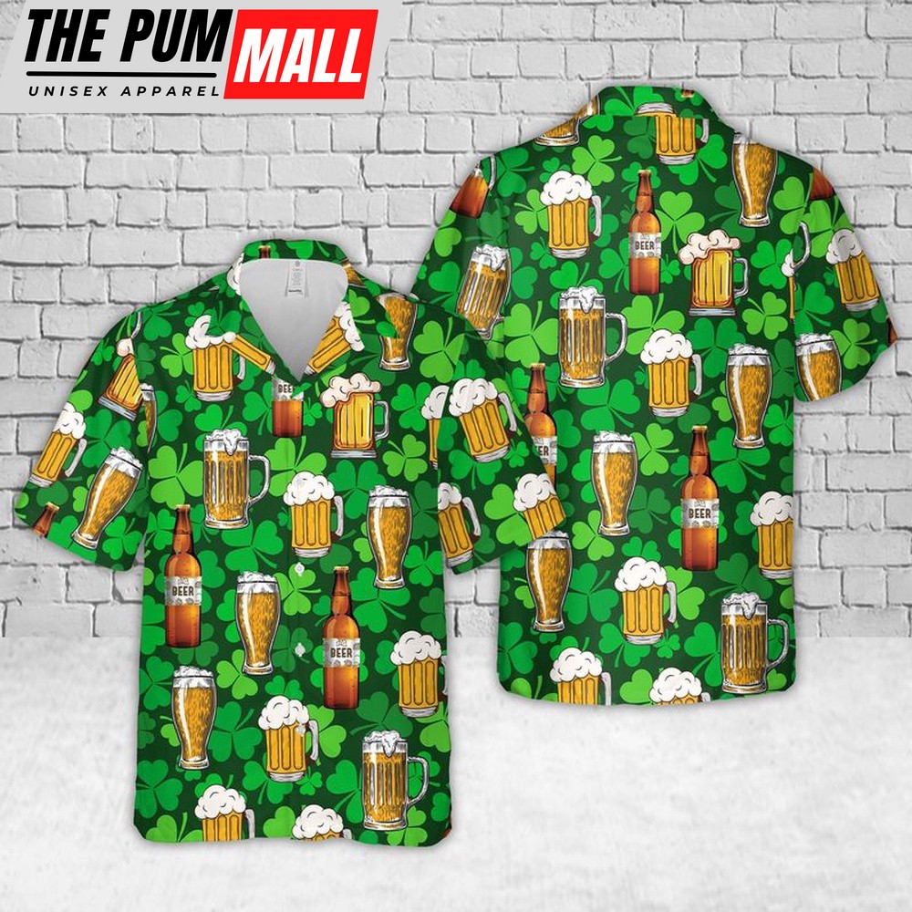 Irish St Patrick’s Day Beer Hawaiian Shirt, Shamrock Hawaiian Shirt, Shamrock Hawaiian Shirt