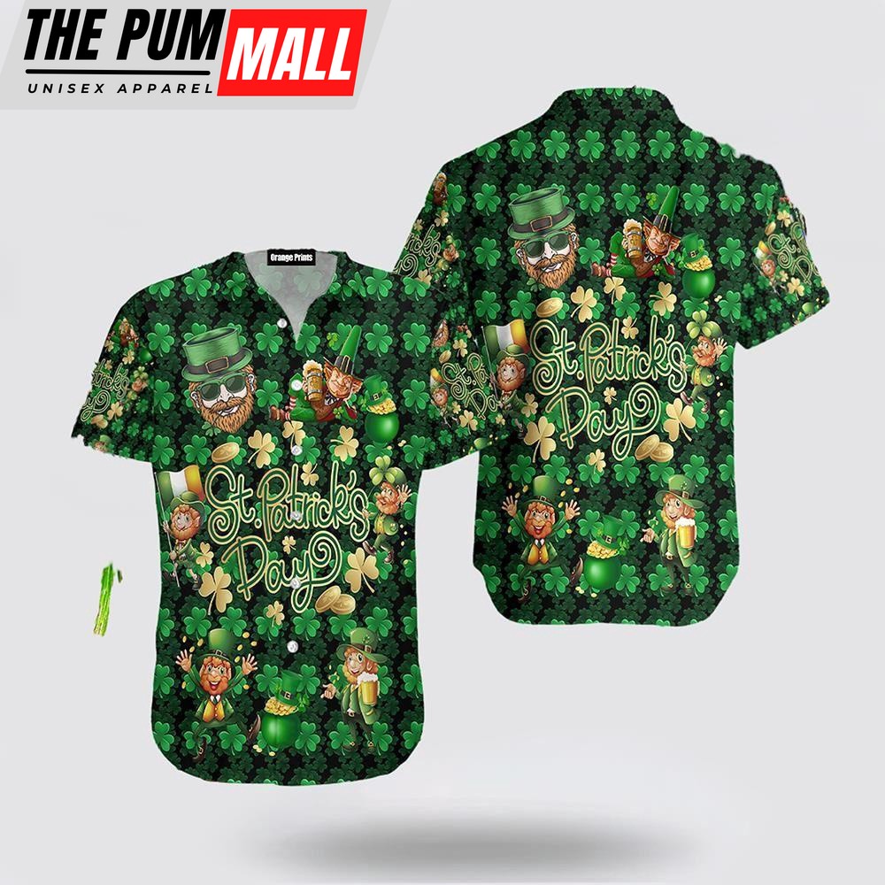 Irish ST. Saint Patricks Day Hawaiian Shirt, St Patricks Day Shirts, Shamrock Hawaiian Shirt