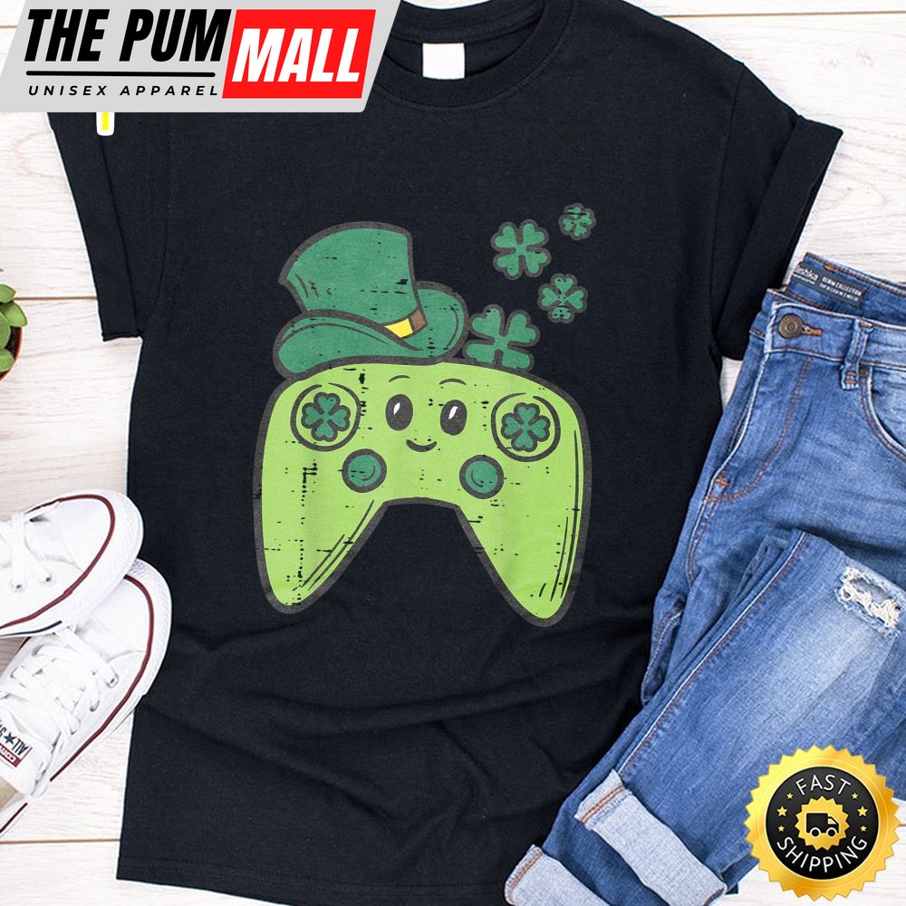 Irish Video Game Controller St Patrick Day Gamer Boys Girls T-Shirt