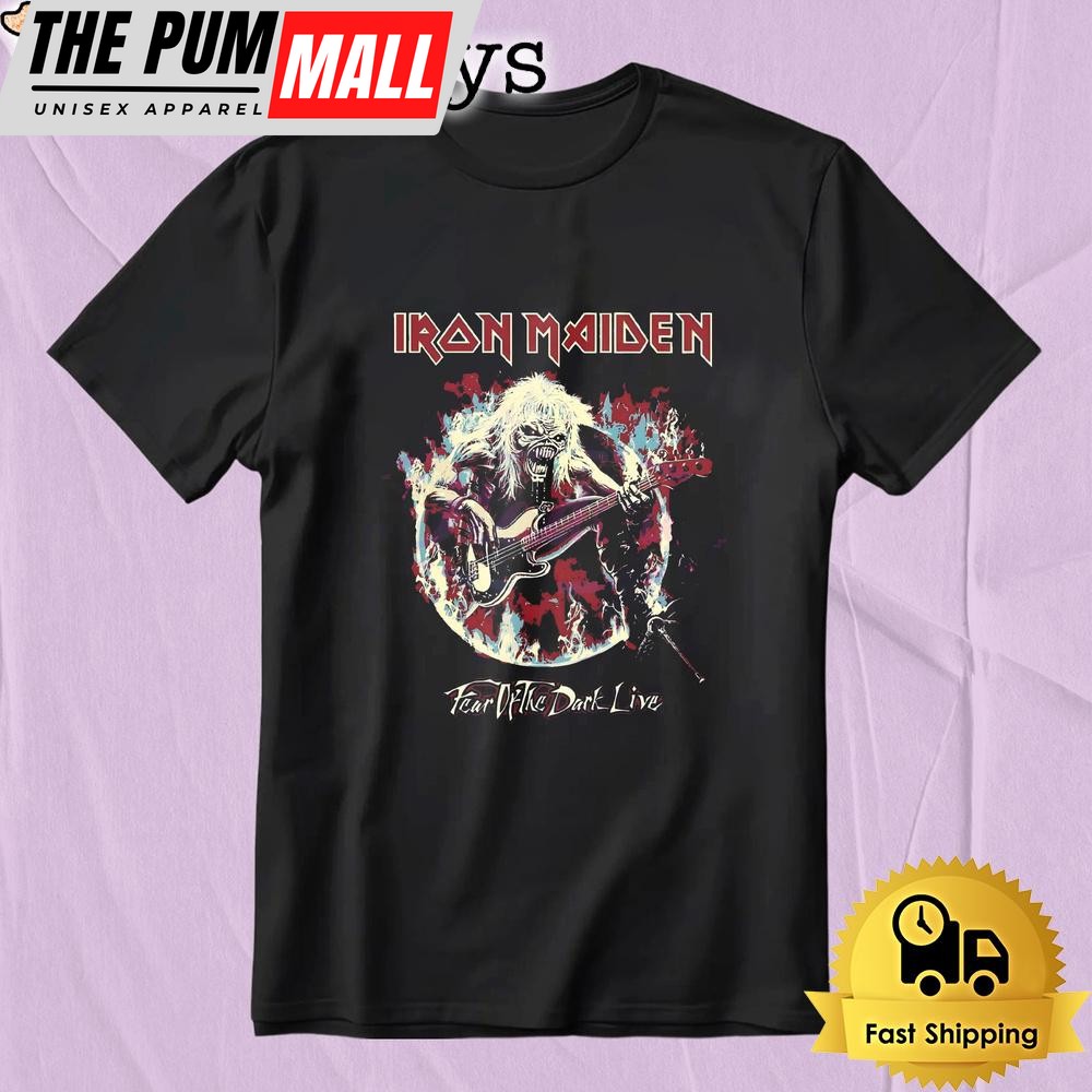 Iron Maiden Skeleton Playing Electric Guitar Fear Of The Dark Live T-Shirt