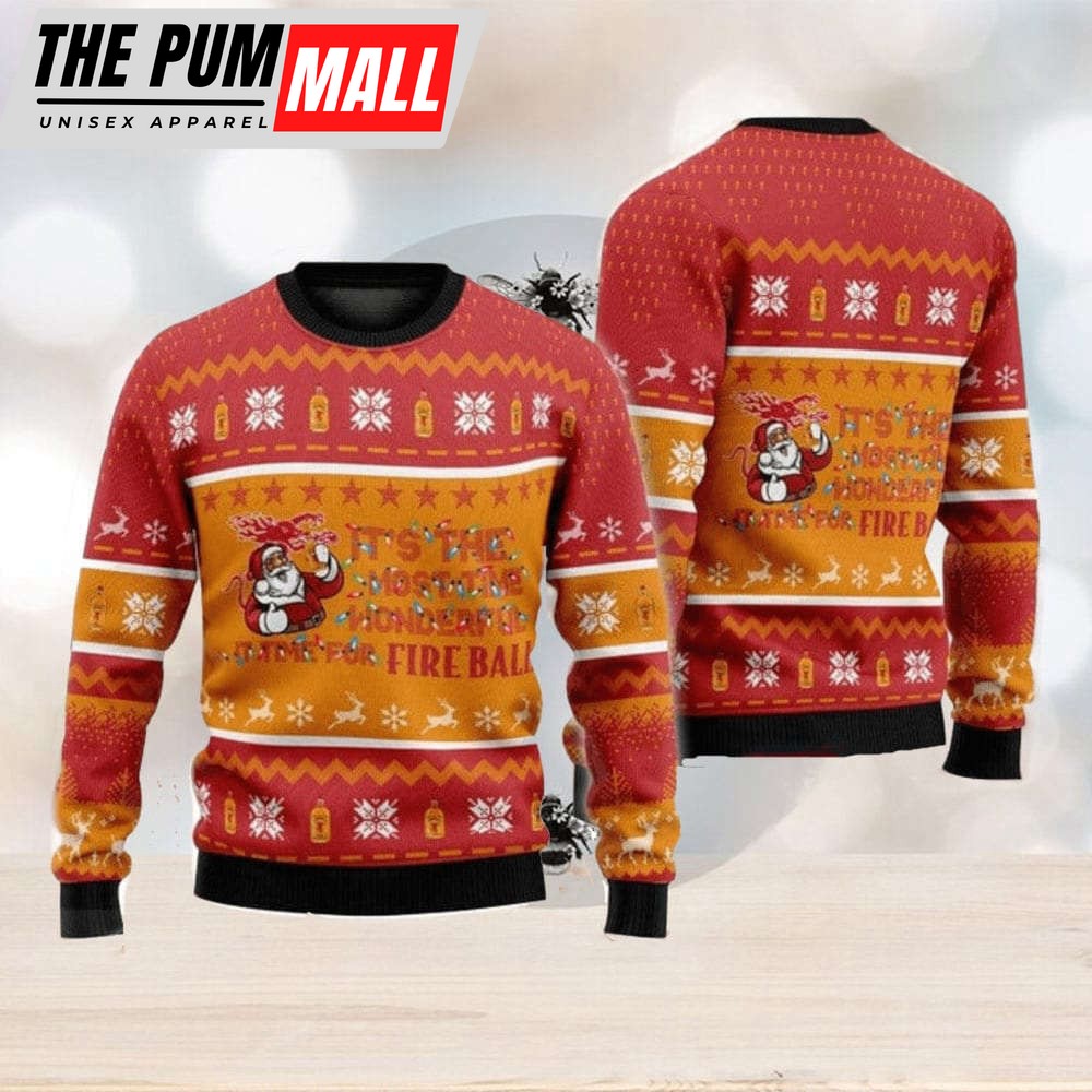 It’s Time For Fireball Whiskey 3D Ugly Christmas Sweater, Gift For Christmas
