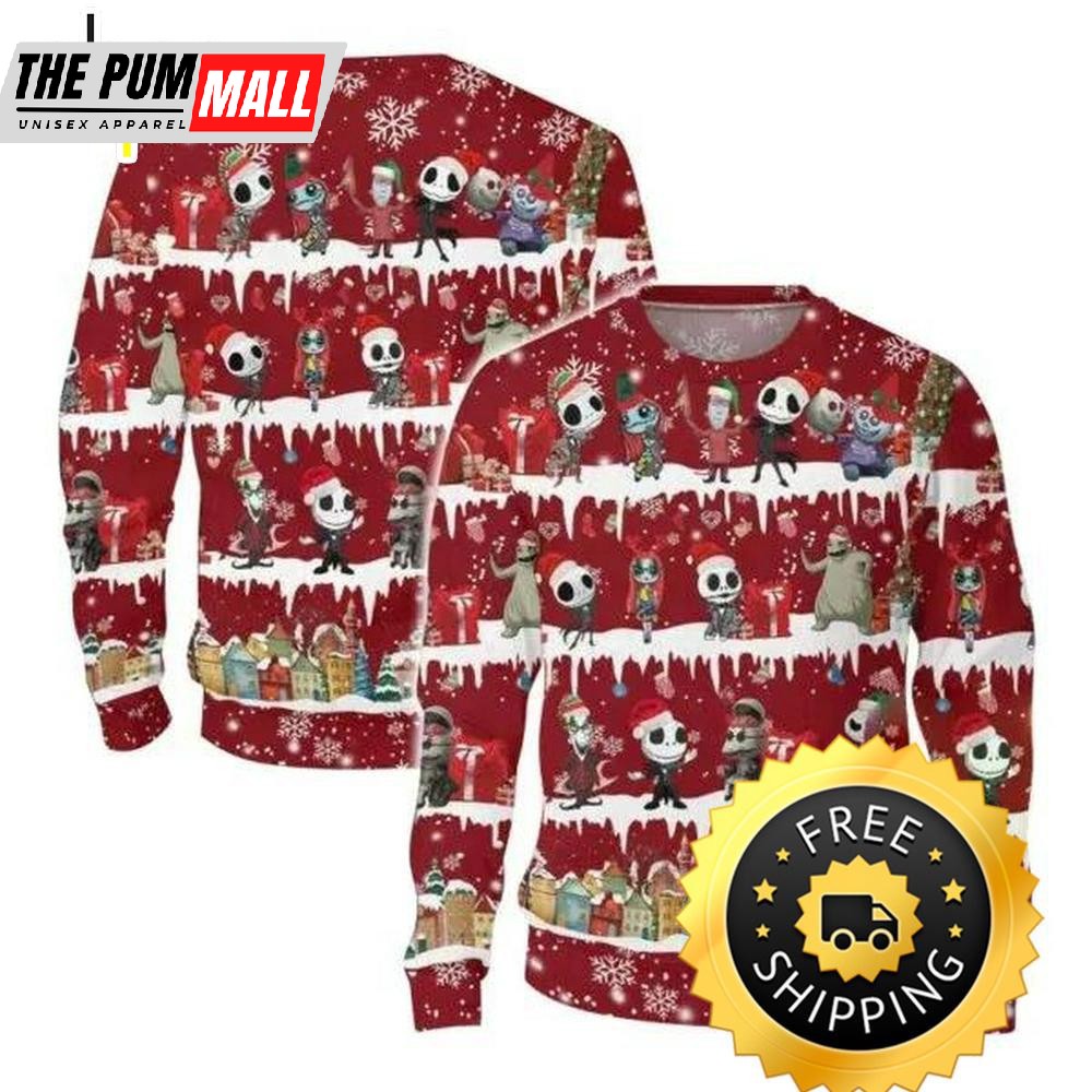 Jack Sally Oogie Boogie Ugly Sweater, Halloween Christmas Sweater
