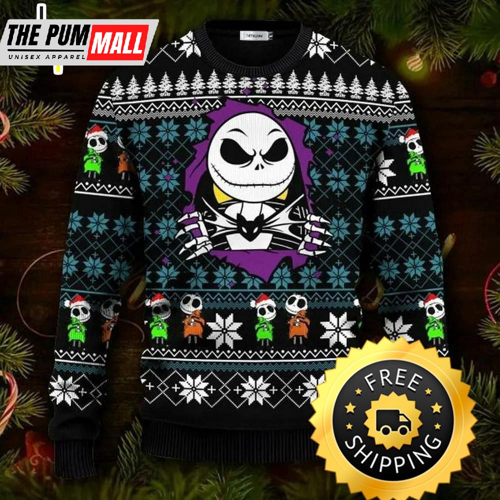 Jack Skeleton Nightmare Before Christmas Sweater, Jack Skellington Ugly Sweater