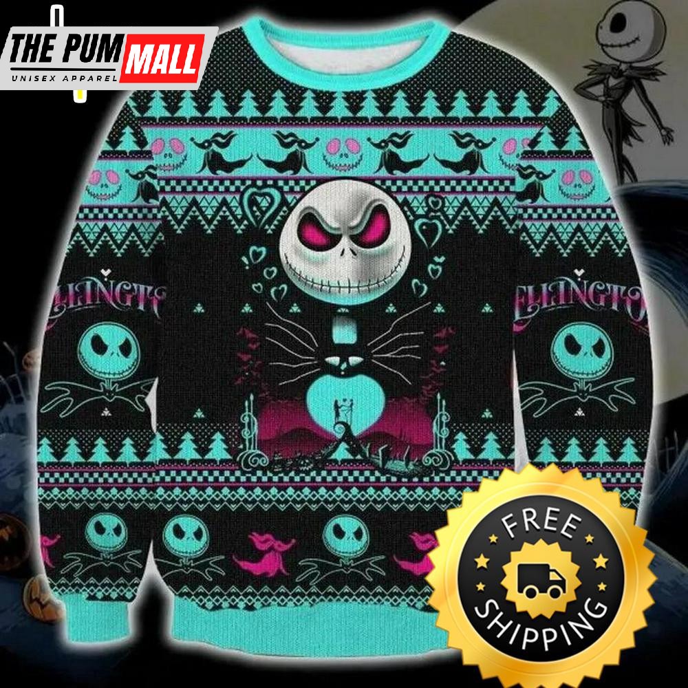 Jack Skellington 3D Print Christmas Sweater, Jack Skellington Ugly Sweater