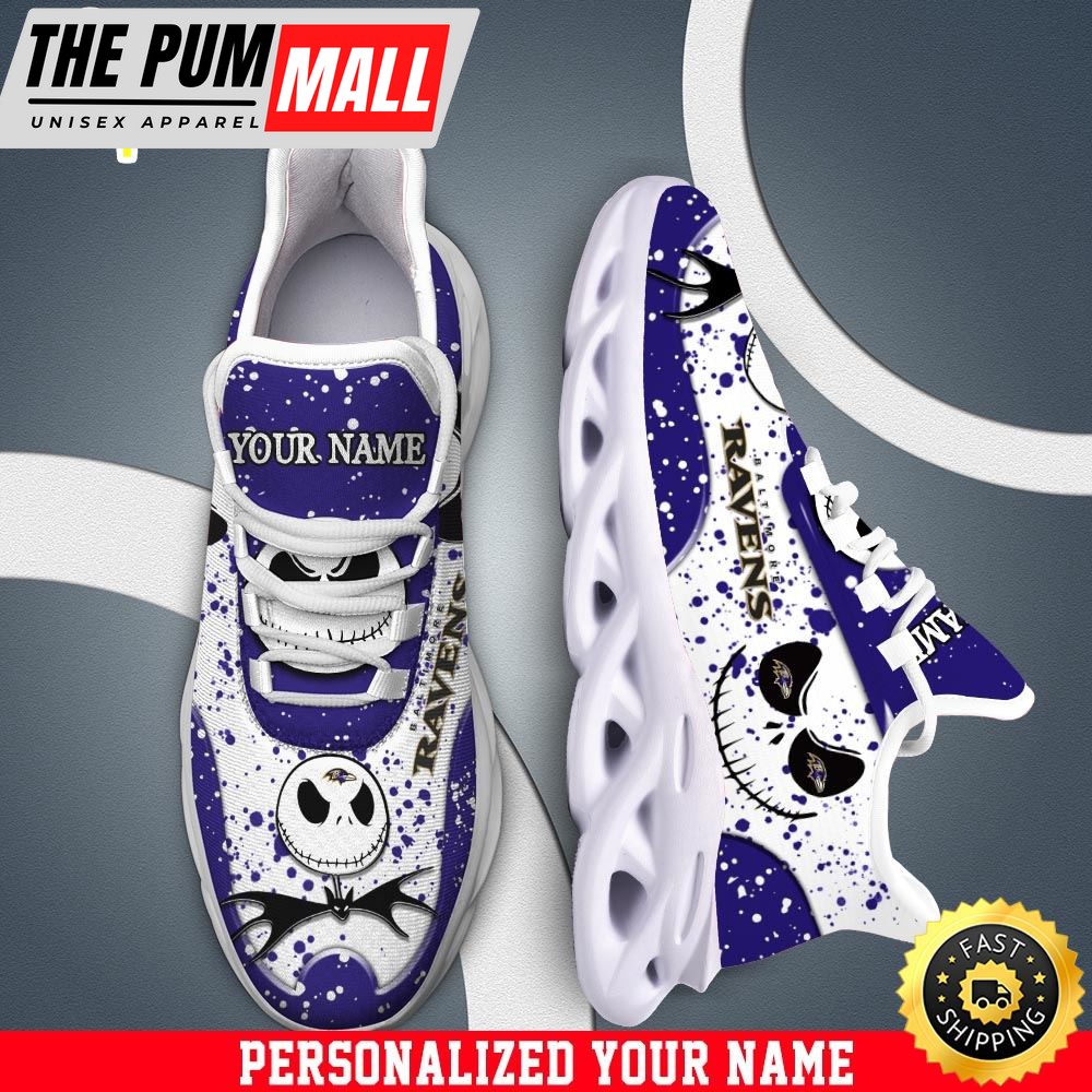 Jack Skellington Baltimore Ravens White NFL Clunky Shoess Personalized Your Name