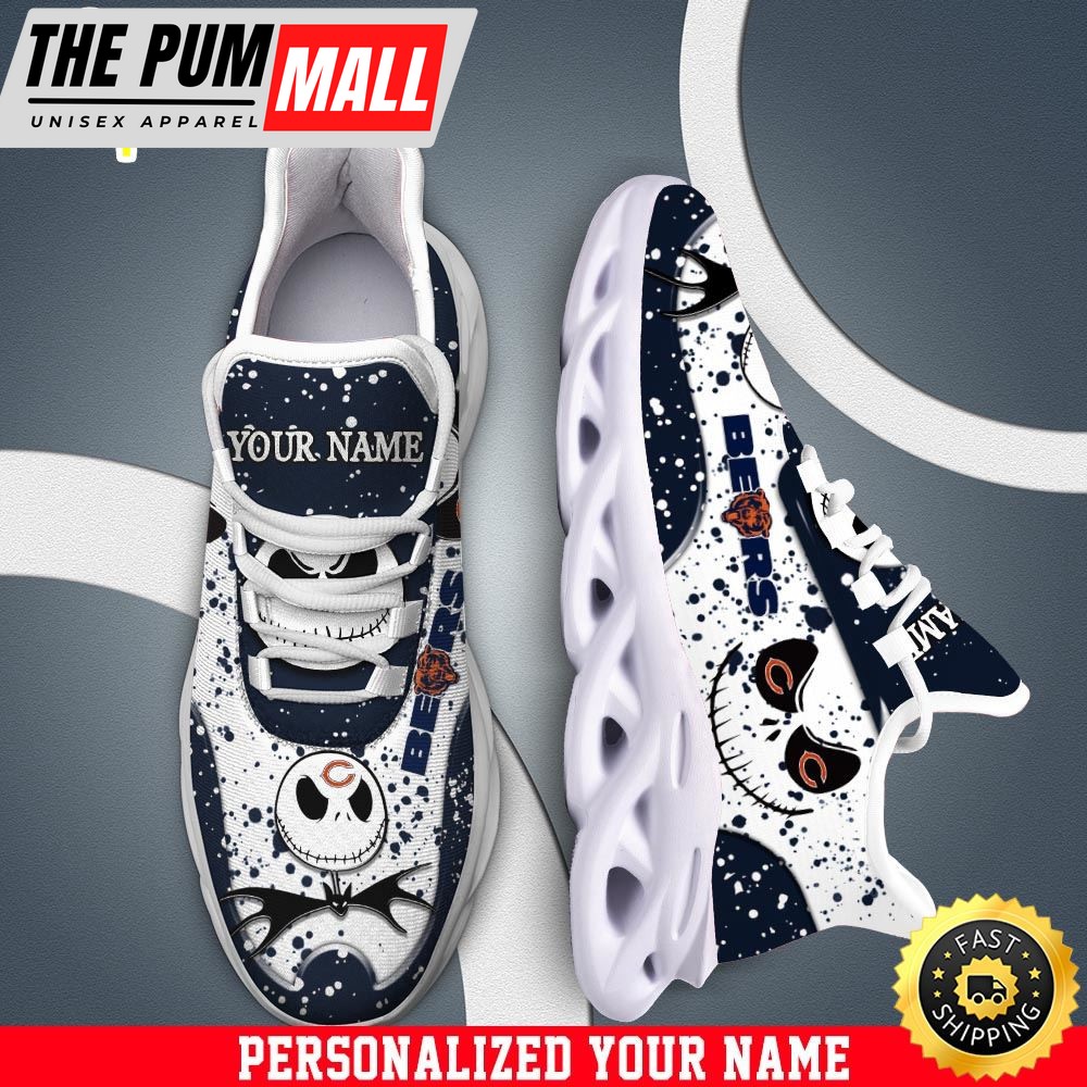 Jack Skellington Chicago Bears White NFL Clunky Shoess Personalized Your Name