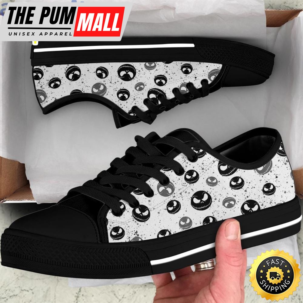 Jack Skellington Face Halloween Low Top Canvas Shoes