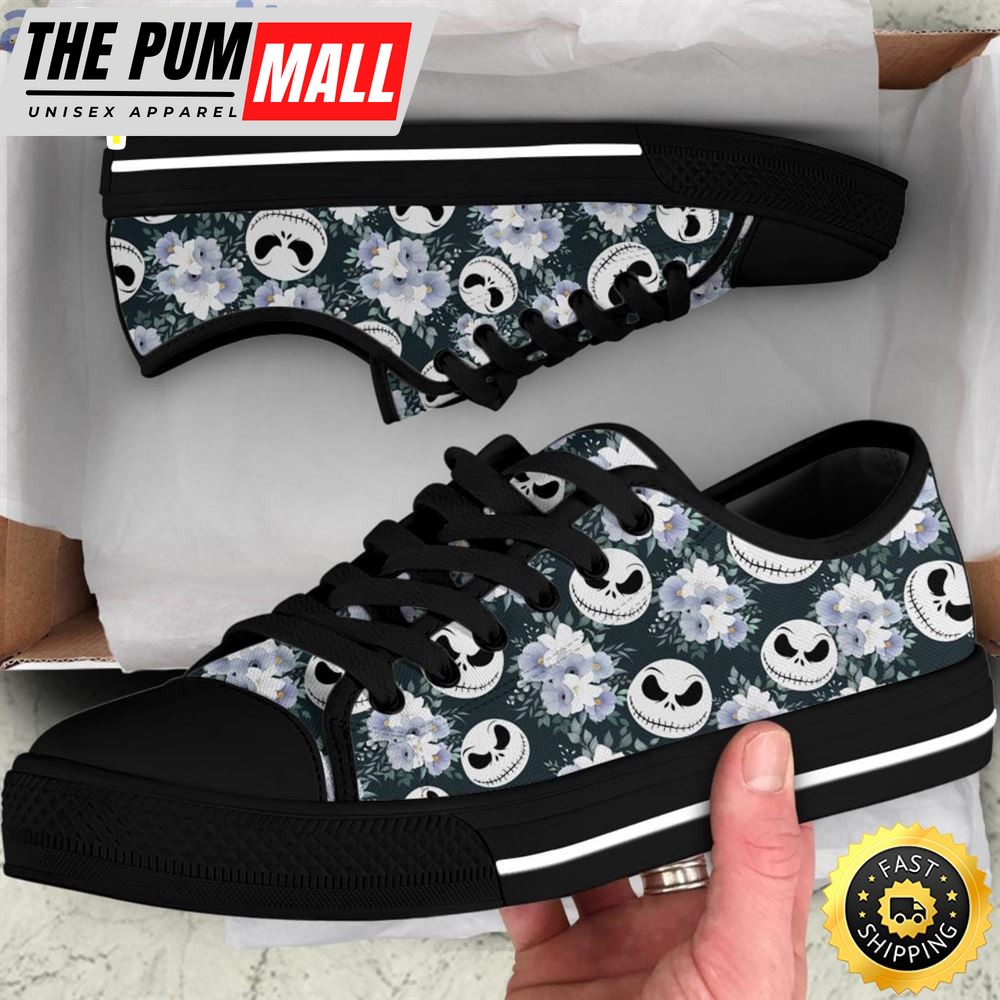 Jack Skellington Flowers Low Top Canvas Shoes