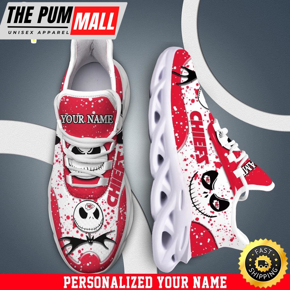 Jack Skellington Kansas City Chiefs White NFL Clunky Shoess Personalized Your Name