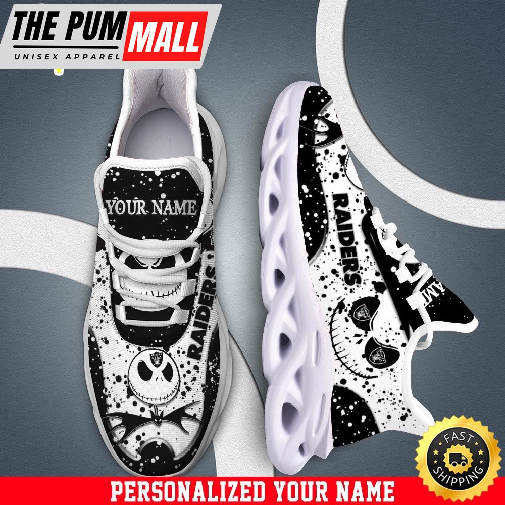 Jack Skellington Las Vegas Raiders White NFL Clunky Shoess Personalized Your Name