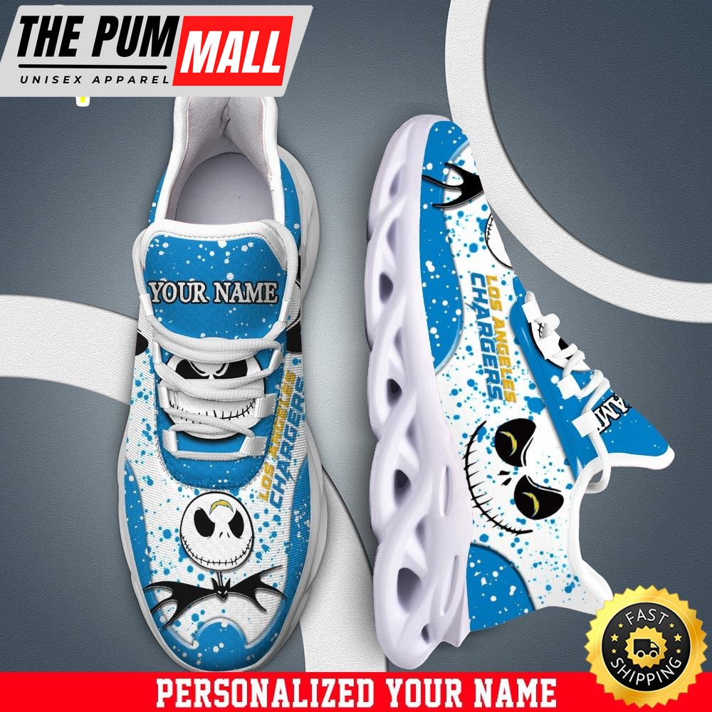 Jack Skellington Los Angeles Chargers White NFL Clunky Shoess Personalized Your Name