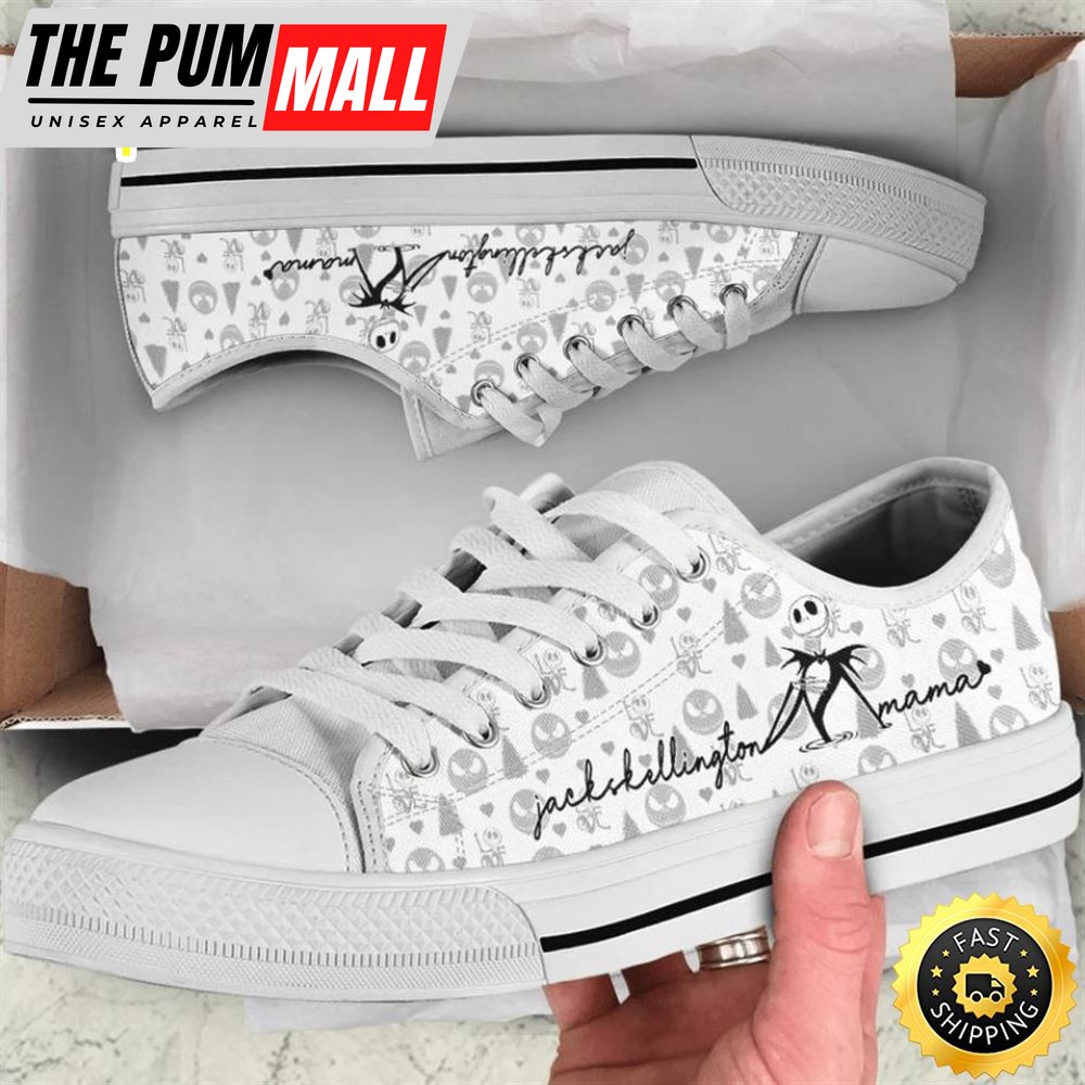 Jack Skellington Mama Women Low Top Canvas Shoes
