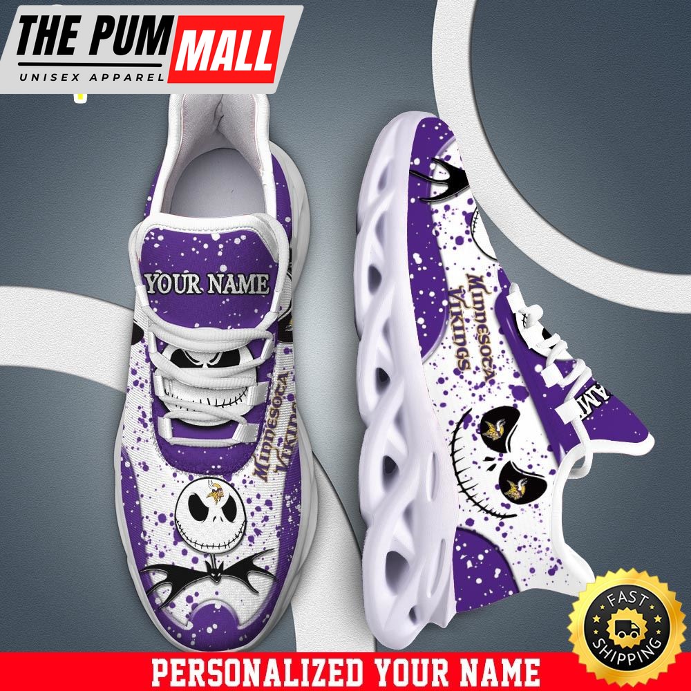 Jack Skellington Minnesota Vikings White NFL Clunky Shoess Personalized Your Name