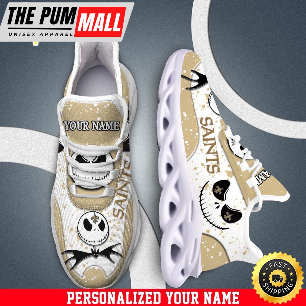 Jack Skellington New Orleans Saints White NFL Clunky Shoess Personalized Your Name