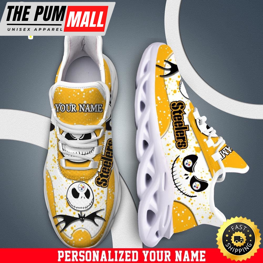 Jack Skellington Pittsburgh Steelers White NFL Clunky Shoess Personalized Your Name