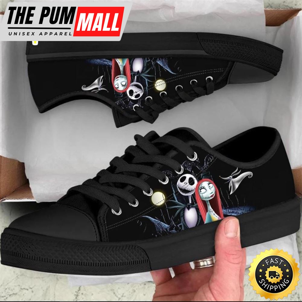 Jack Skellington & Sally Women Low Top Canvas Shoes