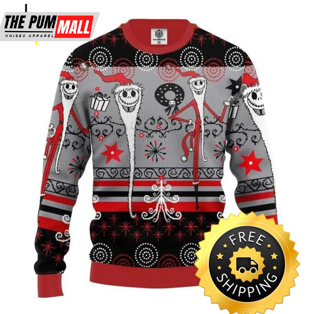 Jack Skellington Santa Merry Christmas Ugly Sweater, Jack Skellington Ugly Sweater