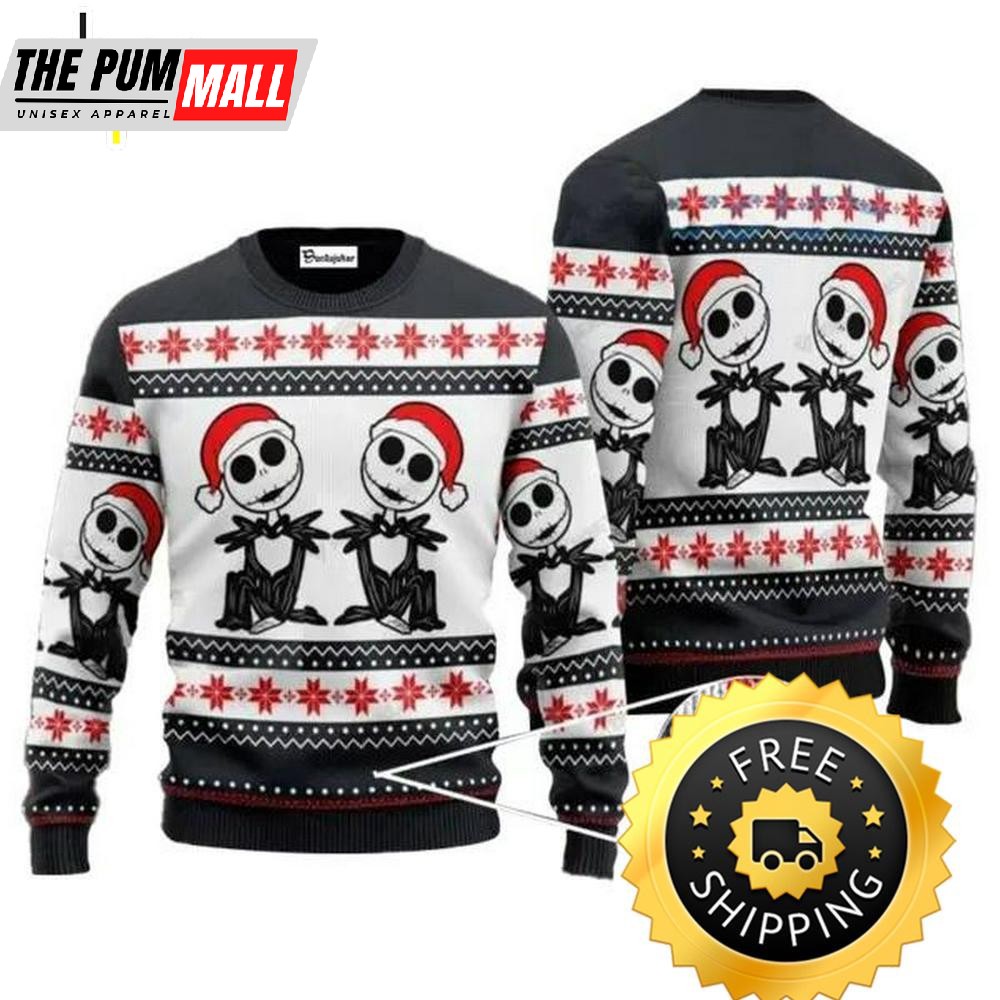 Jack Skellington Santa Ugly Sweater, Halloween Christmas Sweater