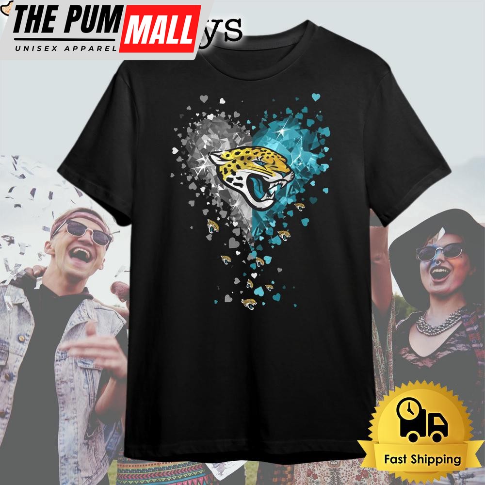 Jacksonville Jaguars Crystal Heart T Shirt