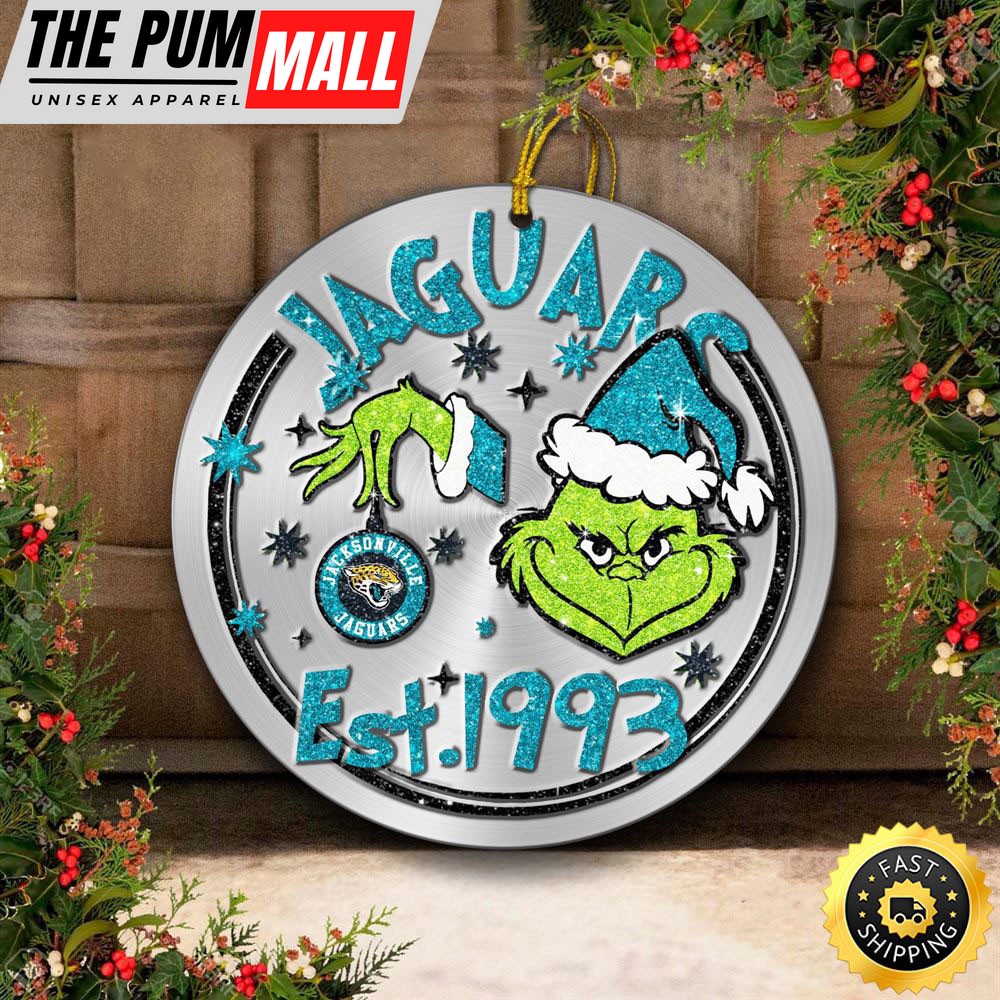 Jacksonville Jaguars Grinch Circle Ornaments Christmas Limited Edition