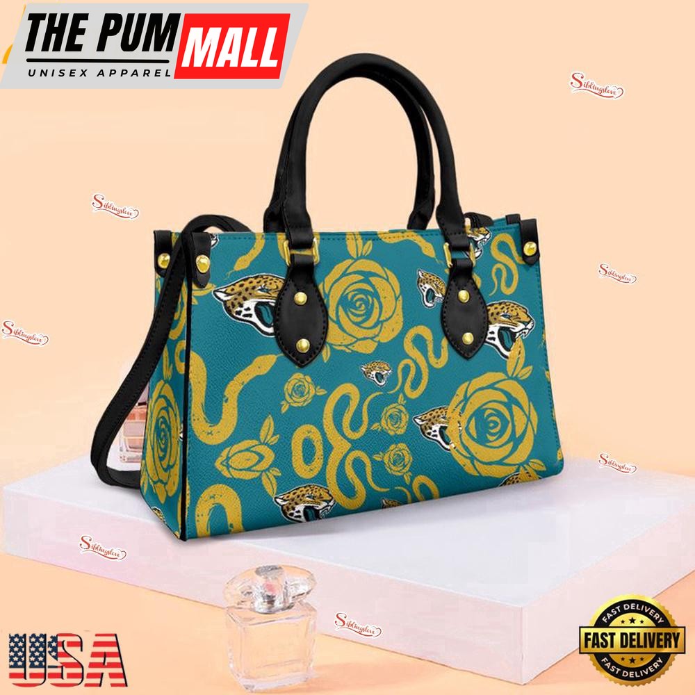 Jacksonville Jaguars Rose and Flower Pattern NFL Leather Handbag – Baseball Cap Snapback Hats