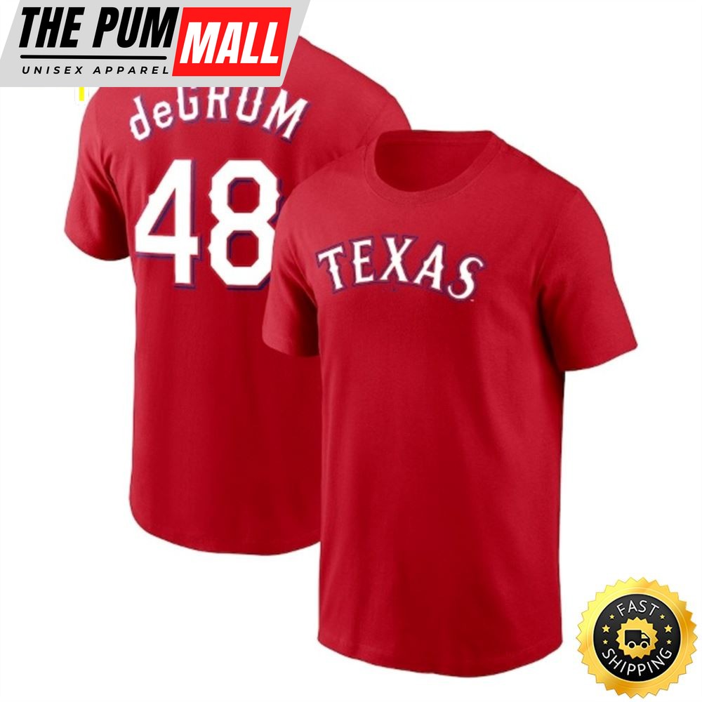 Jacob deGrom Texas Rangers 2023 Name & Number Red T-shirt