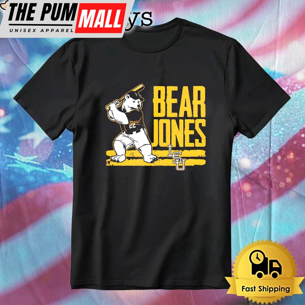 Jared Jones Bear Lsu Baseball Mascot T-Shirt