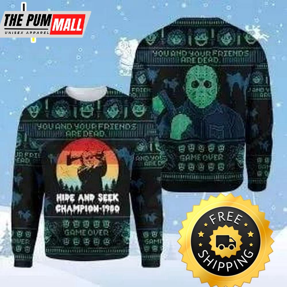 Jason Voorhees Halloween Ugly Christmas Sweater, Halloween Christmas Sweater