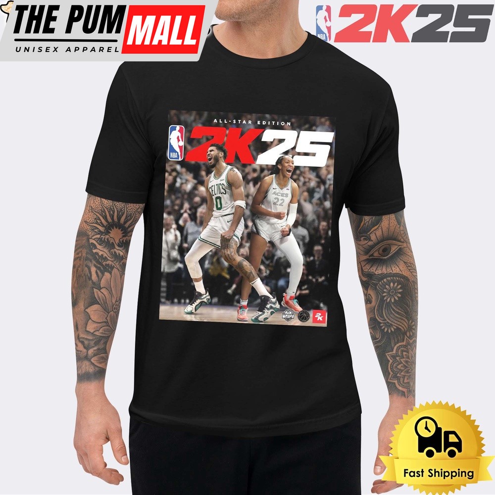 Jayson Tatum Of Boston Celtics And A’ja Wilson Of Las Vegas Aces Is NBA 2K25 Official Unisex T-Shirt