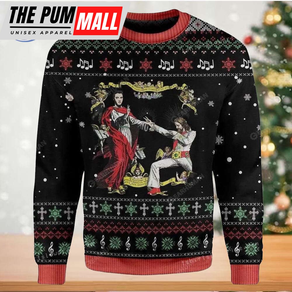 Jesus And Elvis Presley For Ugly Sweater For Woman