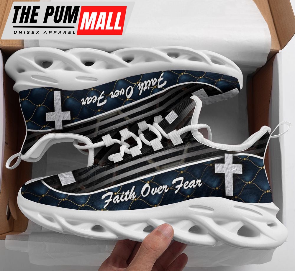 Jesus Black Faith Over Fear Running Sneakers Max Soul Shoes For Men And Women