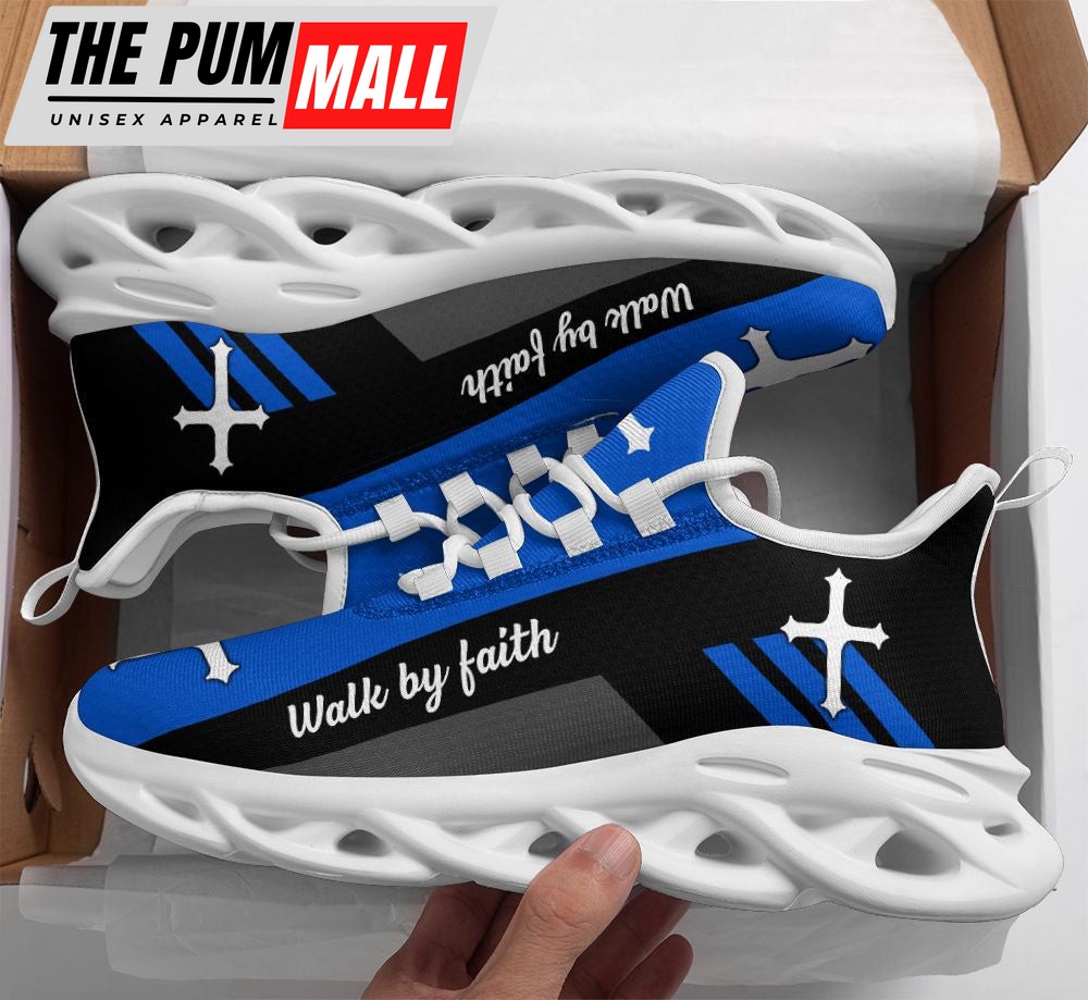 Jesus Blue Walk By Faith Running Sneakers 2 Max Soul Shoes For Men And Women
