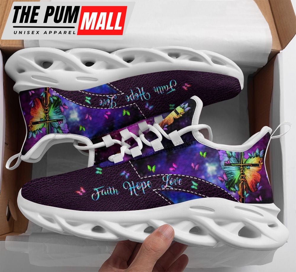 Jesus Faith Hope Love Running Sneakers Purple Max Soul Shoes For Men And Women