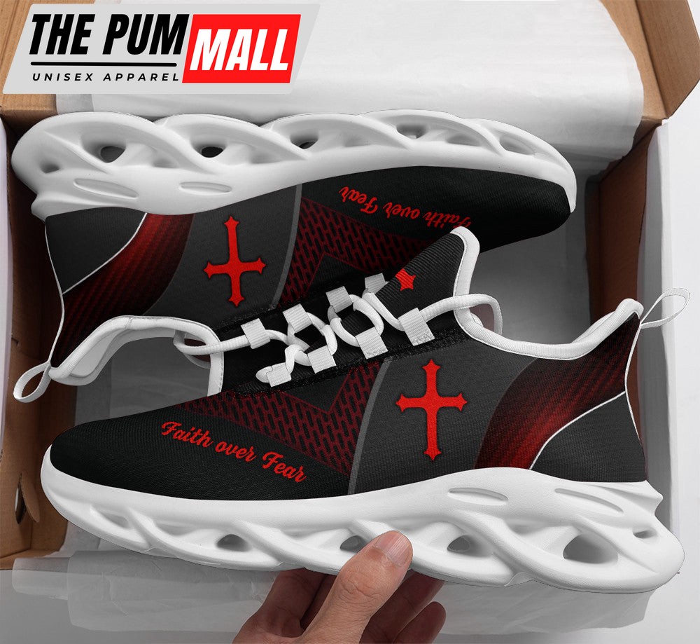 Jesus Faith Over Fear Running Sneakers Black Max Soul Shoes For Men And Women