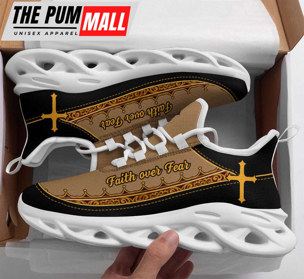 Jesus Faith Over Fear Running Sneakers Brown Max Soul Shoes For Men And Women