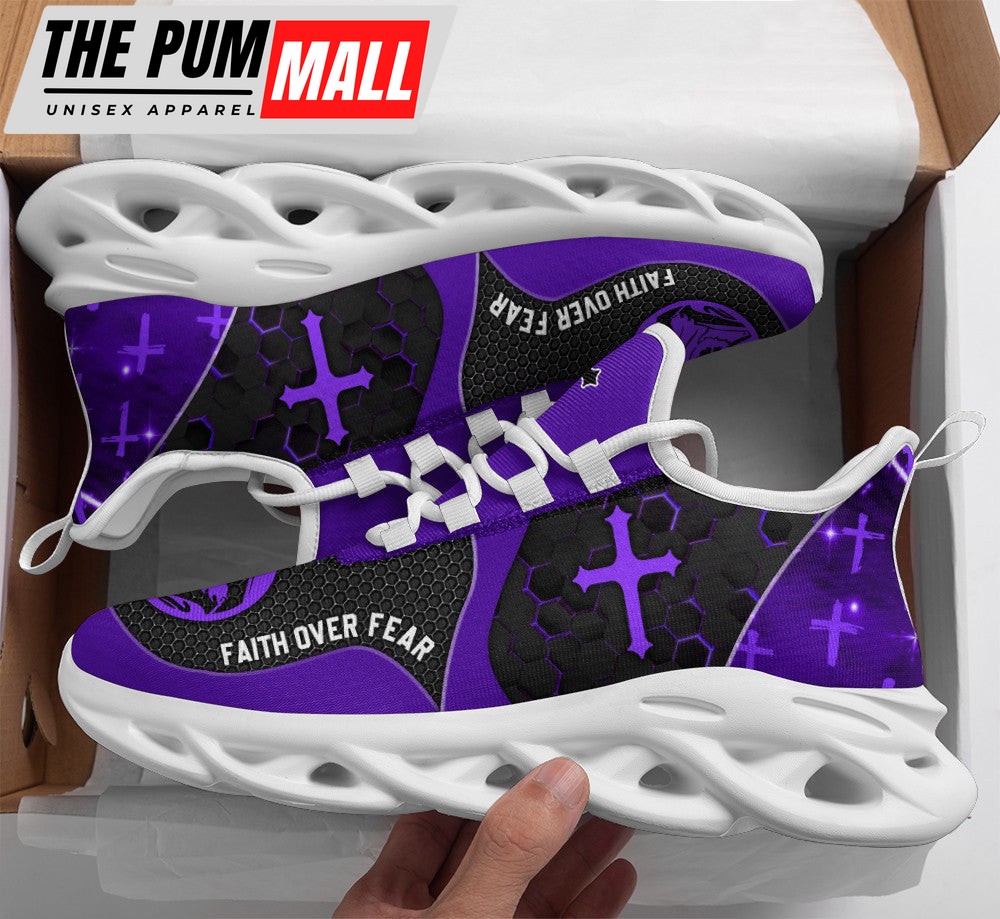 Jesus Faith Over Fear Running Sneakers Purple Max Soul Shoes For Men And Women