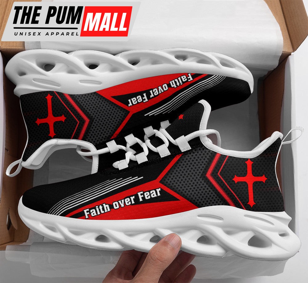 Jesus Faith Over Fear Running Sneakers Red Max Soul Shoes For Men And Women