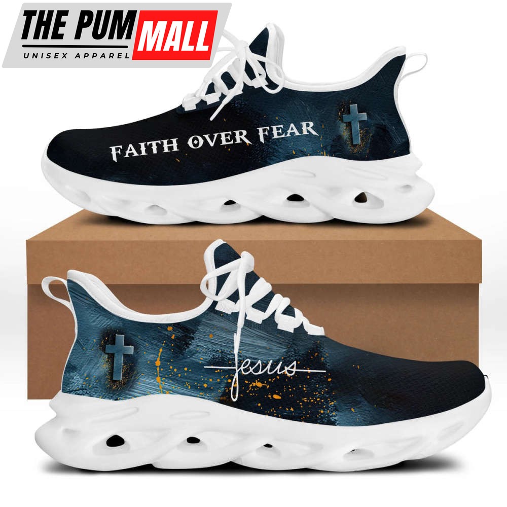 Jesus Faith Over Fear Running Sneakers White Black Max Soul Shoes For Men And Women