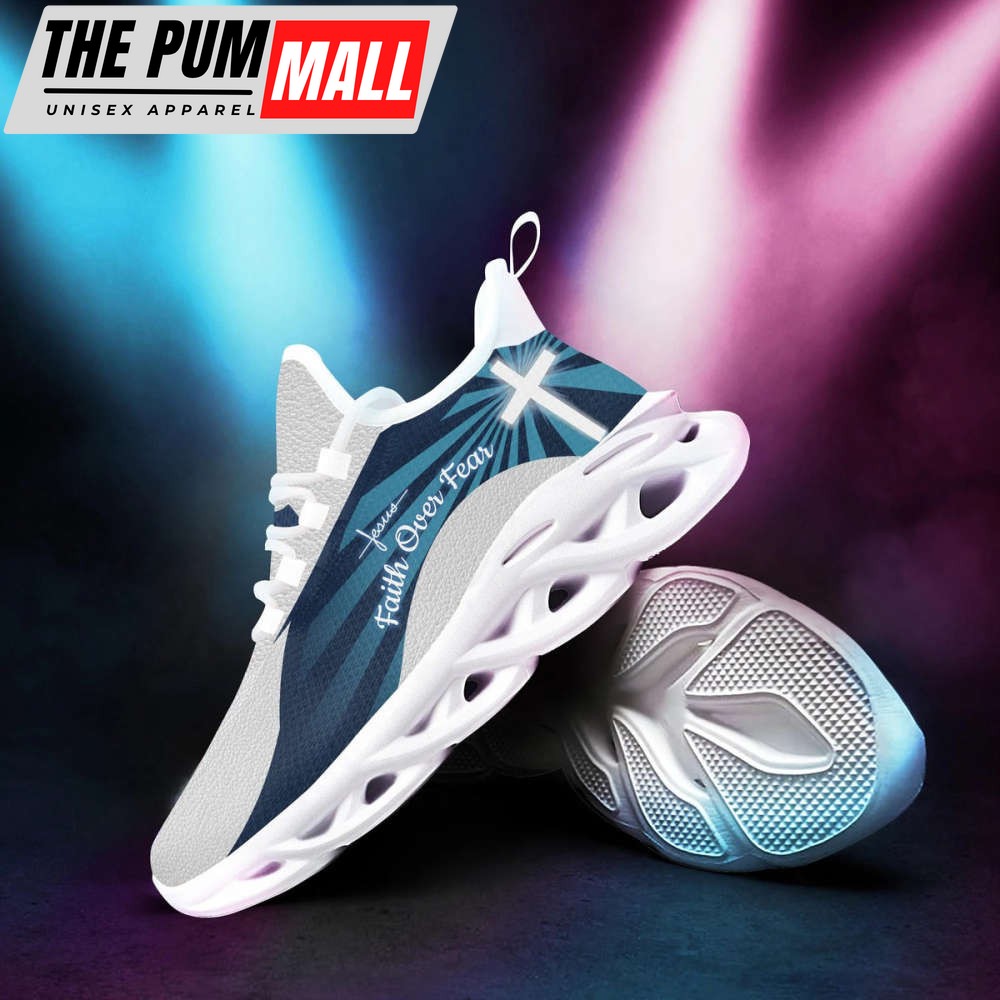 Jesus Faith Over Fear Running Sneakers White Sole Max Soul Shoes For Men And Women