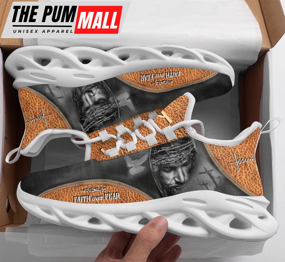 Jesus Faith Over Fear Running Sneakers Yellow Max Soul Shoes For Men And Women