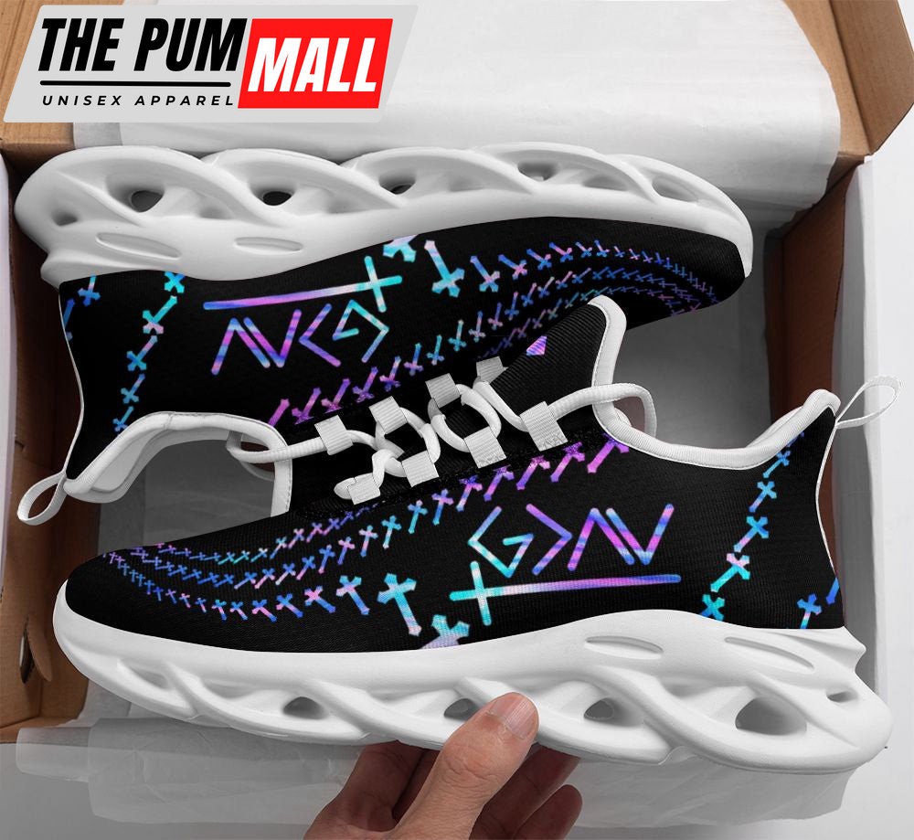 Jesus God Is Greater Than High And Low Running Sneakers Max Soul Shoes For Men And Women