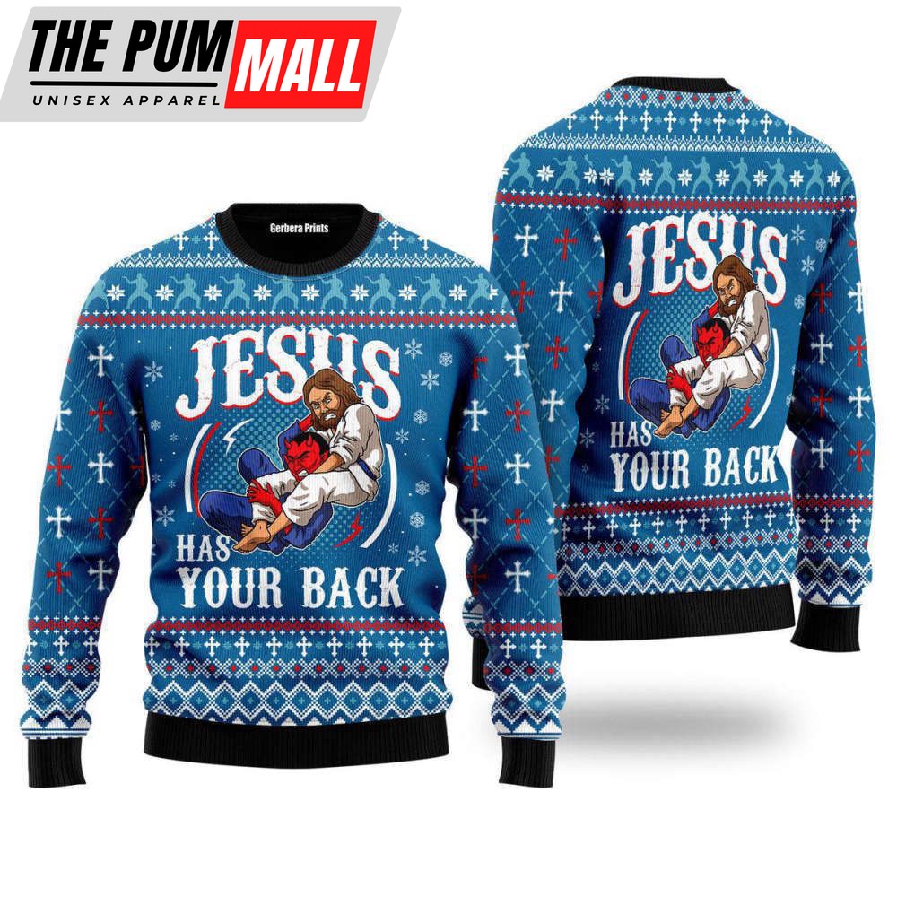 Jesus Has Your Back Ugly Christmas Sweater, Jumper For Men & Women