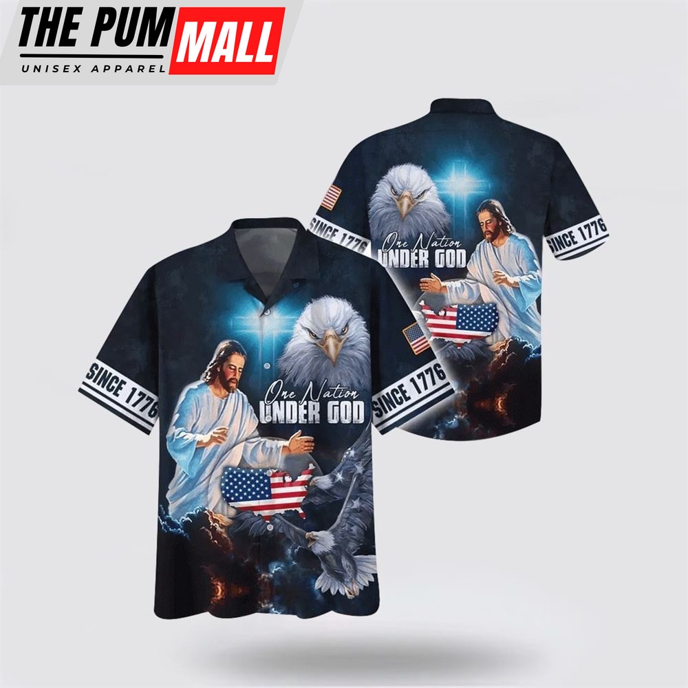 Jesus Hawaiian Shirt, Christian Jesus One Nation Under God Hawaiian Shirt, Religion Hawaiian Shirt