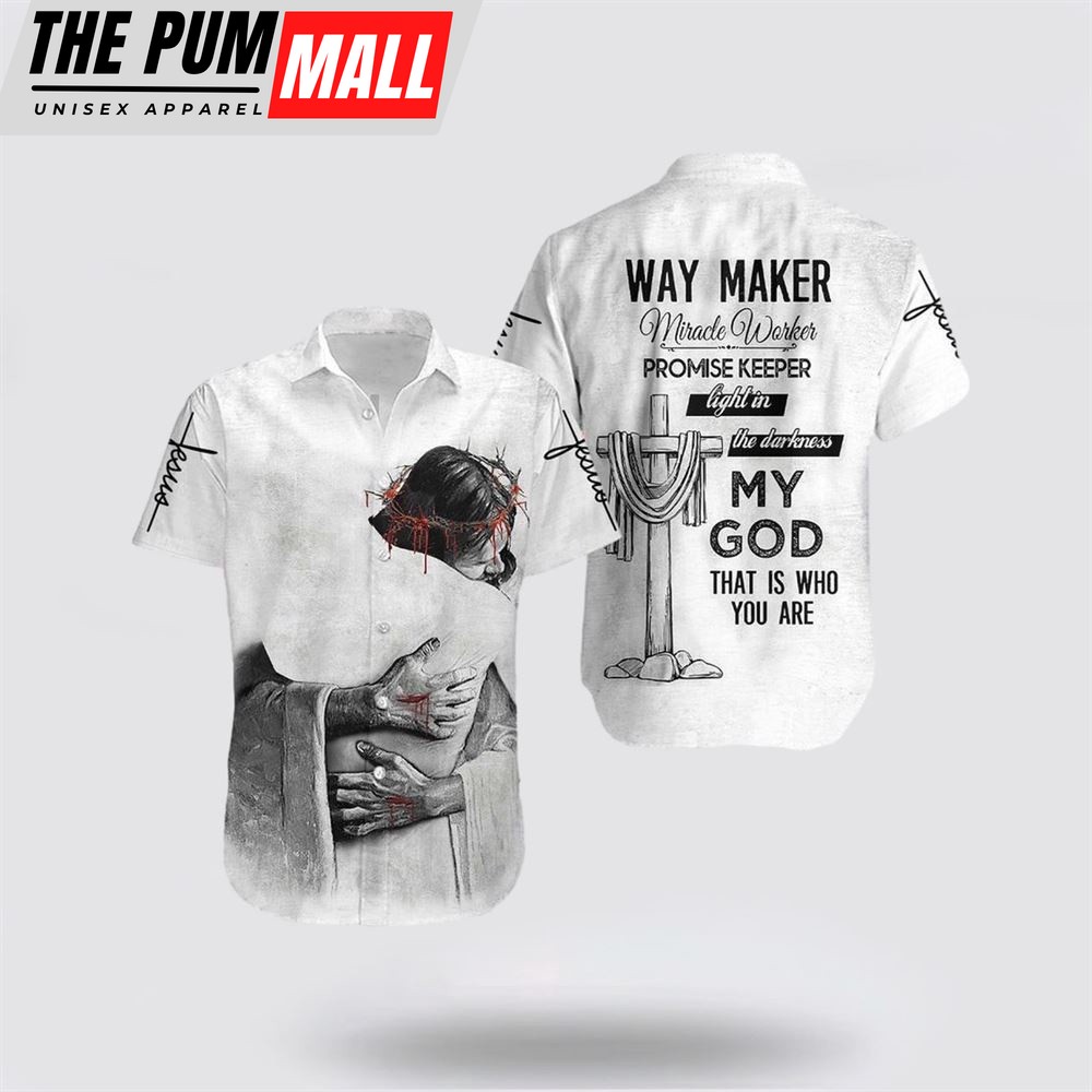 Jesus Hawaiian Shirt, Christian Jesus Way Maker Hawaiian Shirt, Religion Hawaiian Shirt