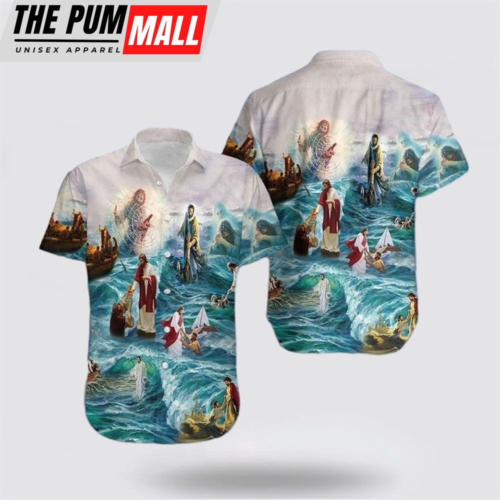 Jesus Hawaiian Shirt, Easter Jesus God Save Our Life Hawaiian Shirt, Religion Hawaiian Shirt
