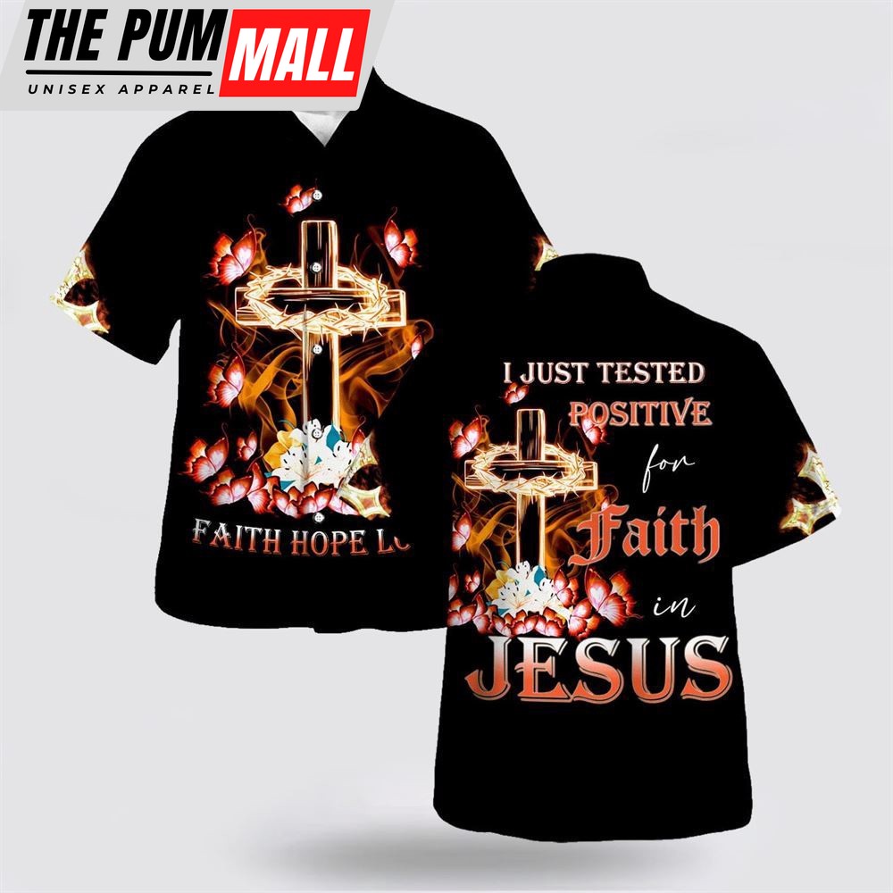 Jesus Hawaiian Shirt, Faith Hope Love Cross Crown Of Thorns Hawaiian Shirt, Religion Hawaiian Shirt