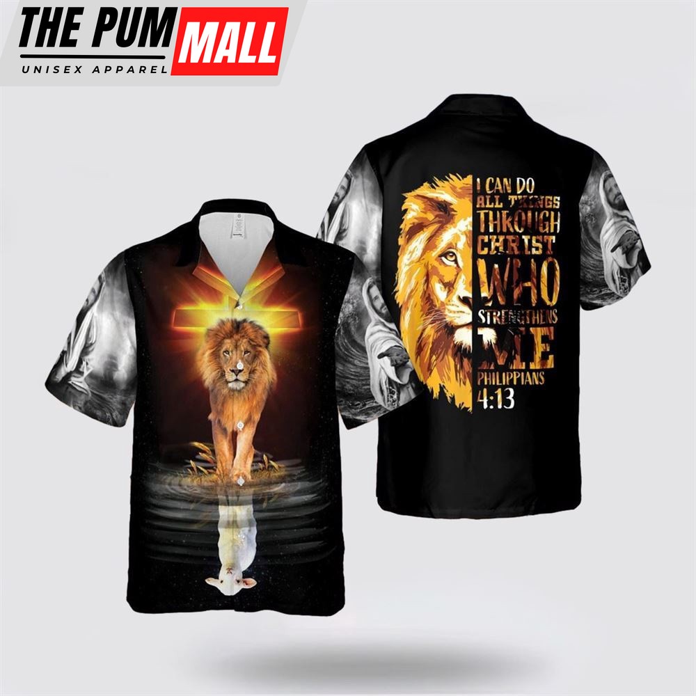 Jesus Hawaiian Shirt, I Can Do All Things Lion Jesus Hawaiian Shirt, Religion Hawaiian Shirt