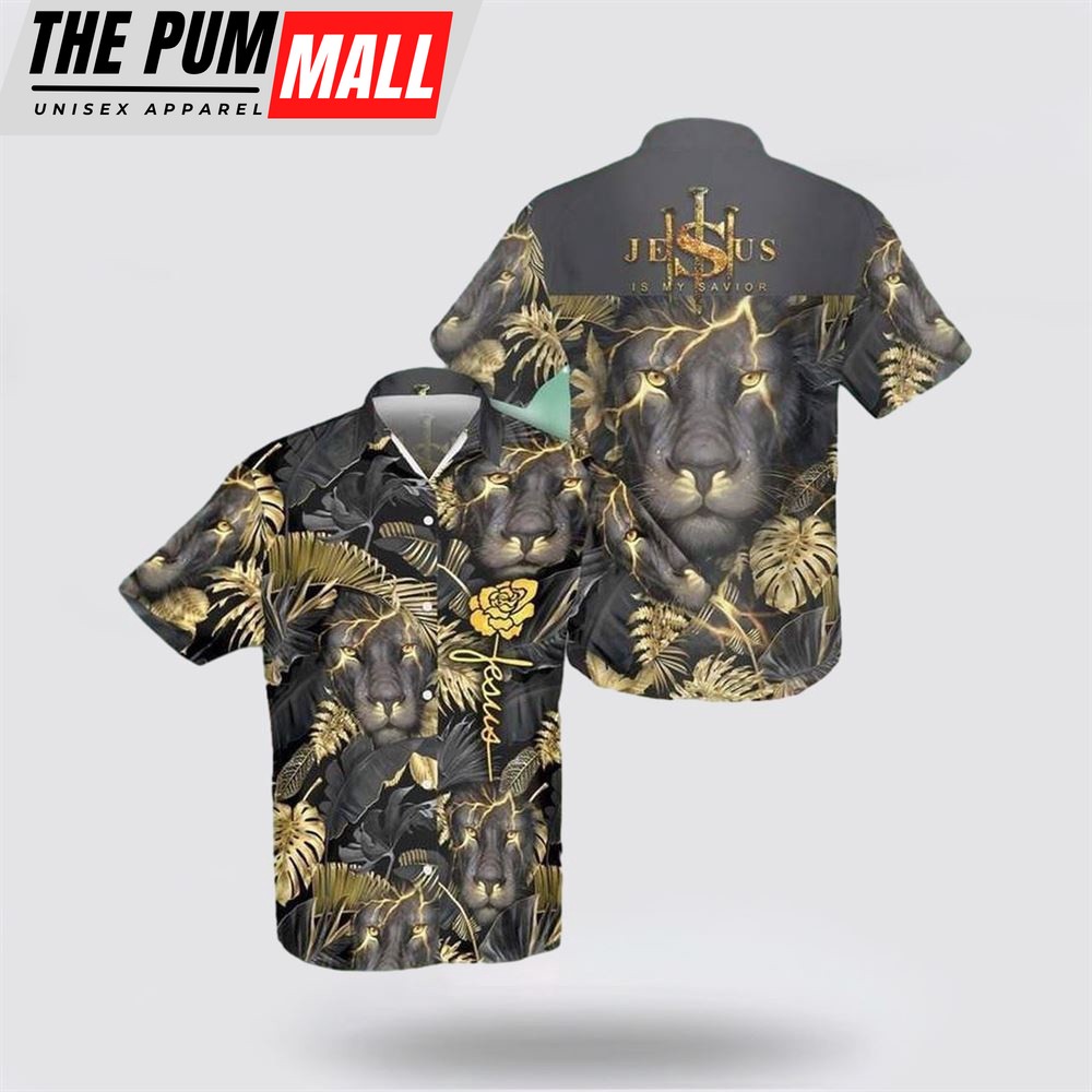 Jesus Hawaiian Shirt, Jesus and Lion Aloha Hawaiian Shirt, Religion Hawaiian Shirt